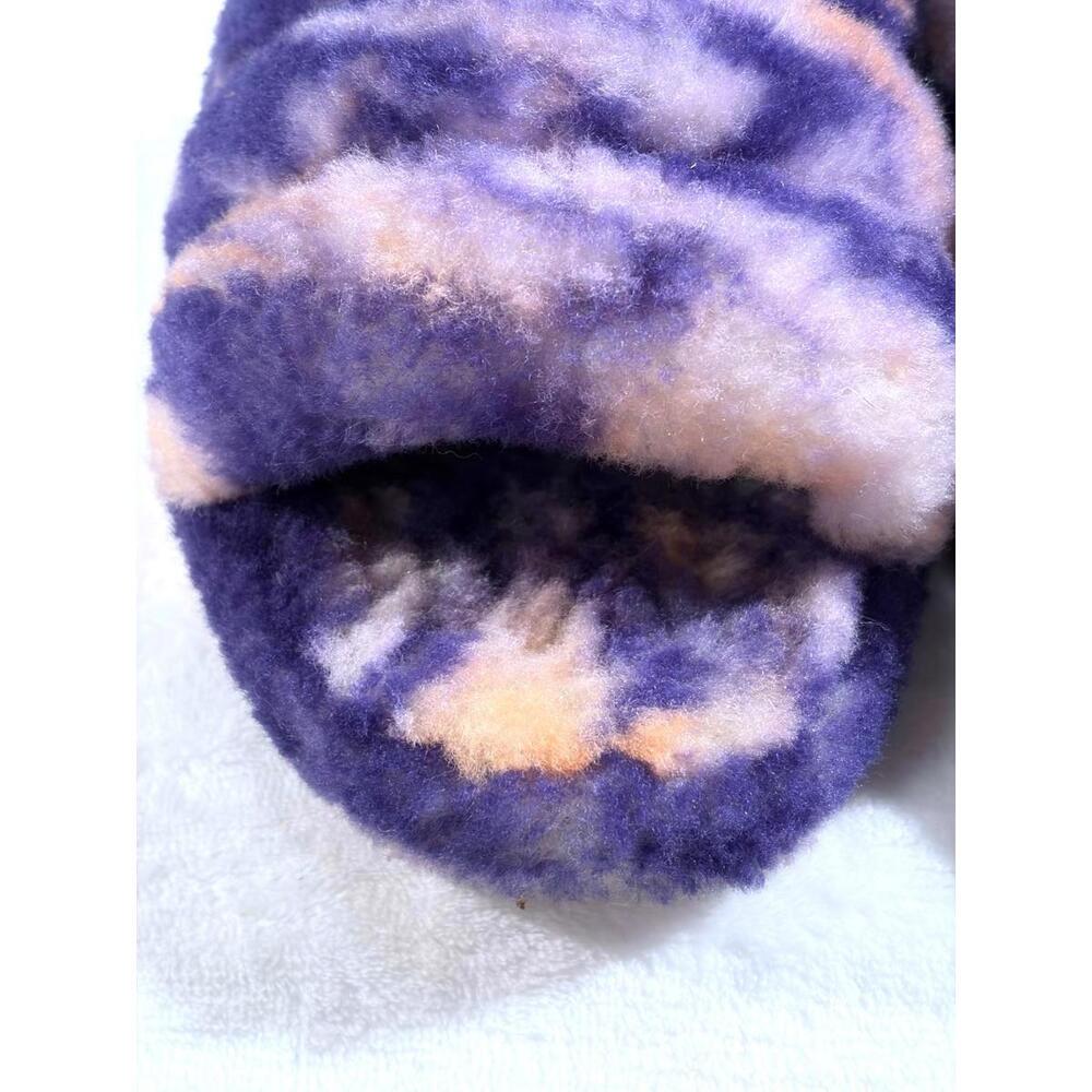 UGG Fluff Yeah Slide Tie Dye Purple Peach Shearling Platform Slippers Size 6 - Picture 14 of 14